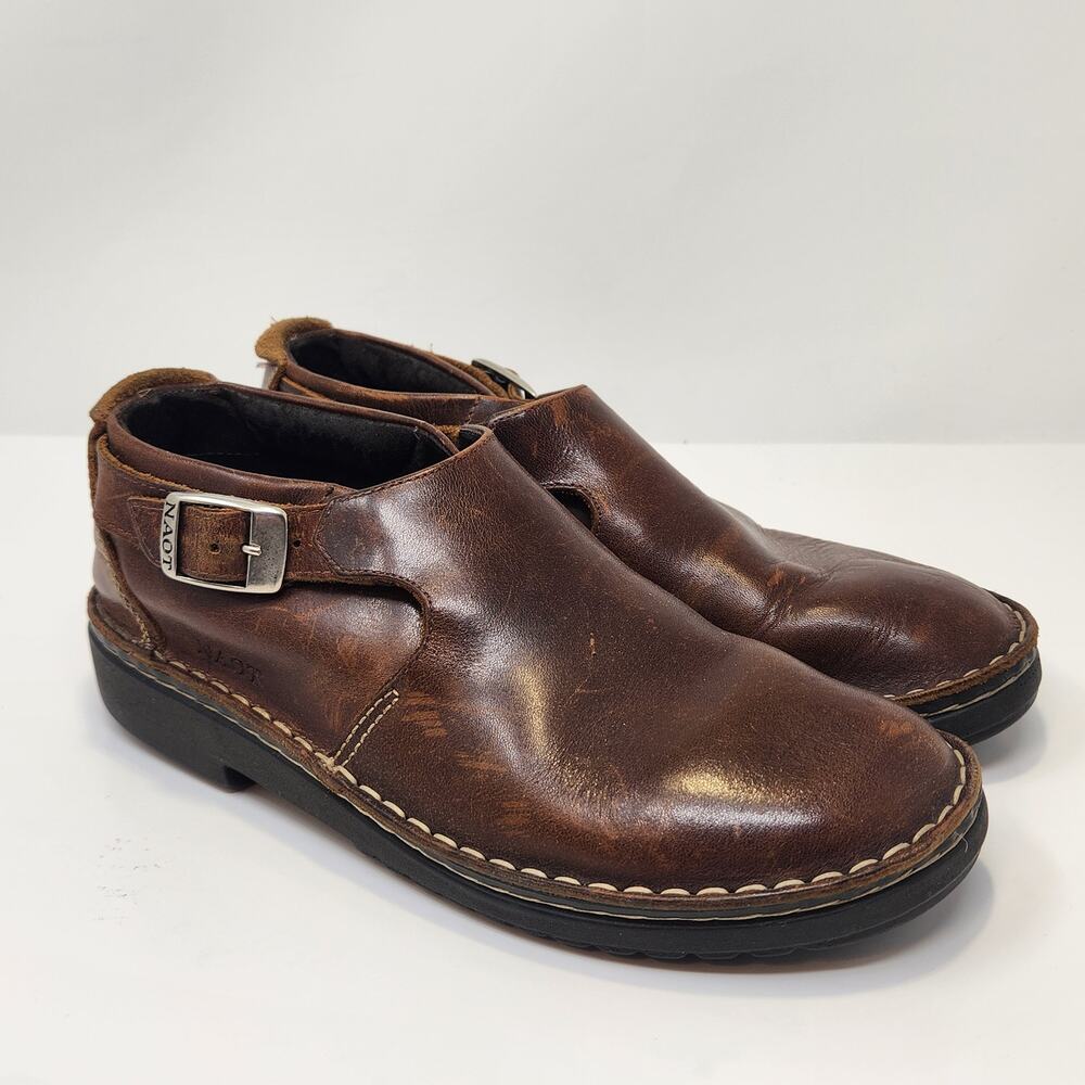 Naot Women Malta Brown Leather Ankle Bootie Comfort Shoe Size 38 US 7 Slip On